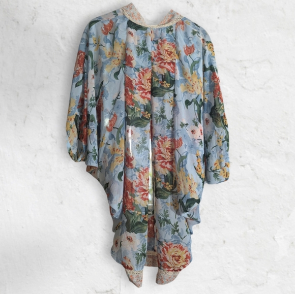 NWT Umgee Floral Kimono Cardigan Size Small/Medium - Picture 5 of 7